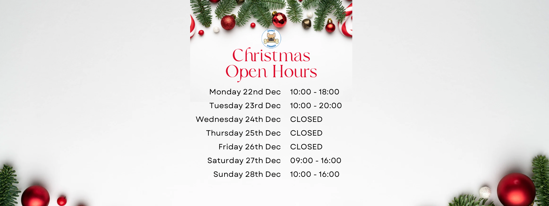 Xmas hours